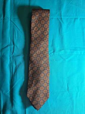 Equus Silk Necktie Blue with Geometric Medallion Pattern